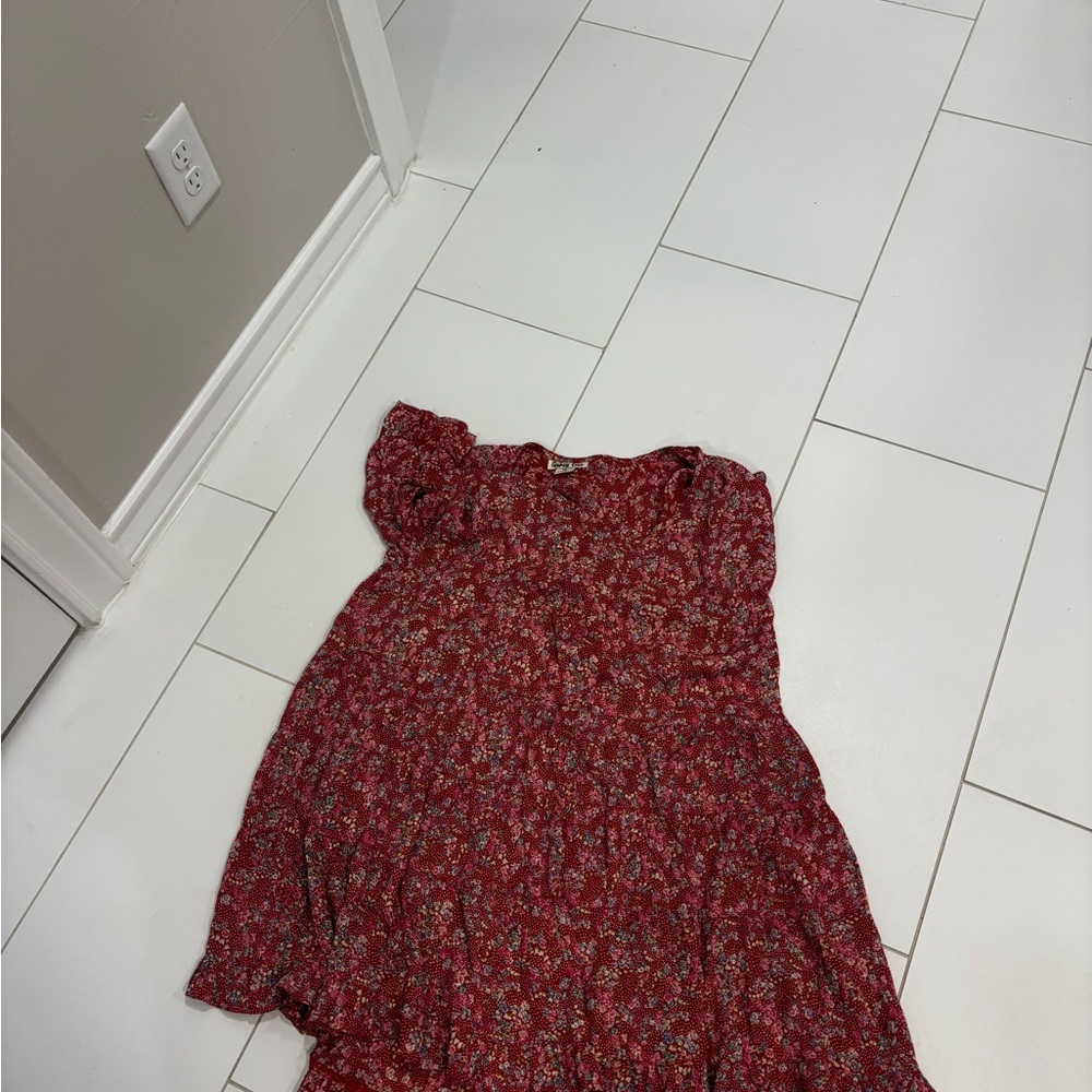 Gypsy Jazz Red Ruffled Off-Shoulder Sundress